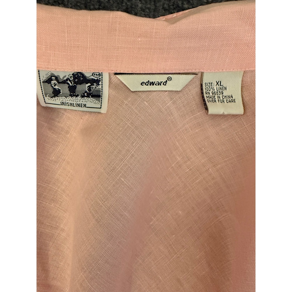 Edward Irish Linen Shirt Womens XL‎ Pink Sleeveless Button Down Quiet Luxury - Picture 6 of 11